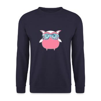 Eule, Comic,mint,Sonnenbrllle, spacebrille,sommer, - Unisex Pullover - Navy - Vorne - Alina (178cm) & Michal (187cm)