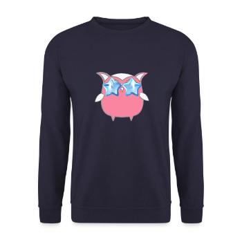 Eule, Comic, pinke eule,sonnenbrille,stern - Unisex Pullover - Navy - Vorne - Alina (178cm) & Michal (187cm)
