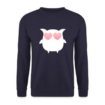 Eule, Comic, weisse eule,sonnenbrille,herz - Unisex Pullover - Navy - Vorne - Alina (178cm) & Michal (187cm)