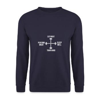 Gym Bodybuilding Fitness Geburtstag Geschenk Idee - Unisex Pullover - Navy - Vorne - Alina (178cm) & Michal (187cm)