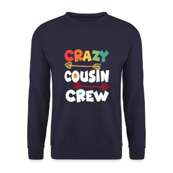 Crazy Cousin Crew Lustige passende Familienjungen - Unisex Pullover - Navy - Vorne - Alina (178cm) & Michal (187cm)
