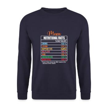 Maman Valeurs nutritionnelles Drôle de fête des mères Nutrition - Sweat-shirt Unisexe - marine - Devant - Alina (178cm) & Michal (187cm)