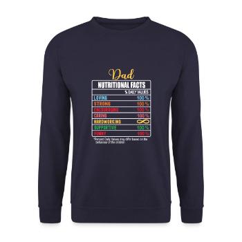 Dad Valeurs nutritionnelles Drôle de fête des pères Nutrition - Sweat-shirt Unisexe - marine - Devant - Alina (178cm) & Michal (187cm)