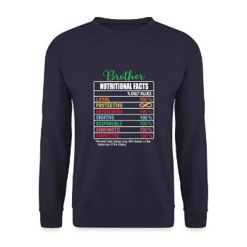Brother Valeurs nutritionnelles Journée nationale des frères - Sweat-shirt Unisexe - marine - Devant - Alina (178cm) & Michal (187cm)