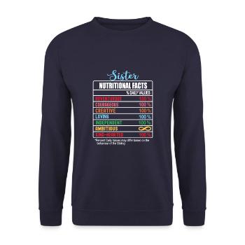 Sister Nutritional Facts National Sister's Day - Unisex Sweatshirt - navy - Front - Alina (178cm) & Michal (187cm)