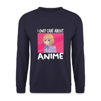 I Only Care About Anime Funny Anime Lovers Boy - Unisex Sweatshirt - navy - Front - Alina (178cm) & Michal (187cm)