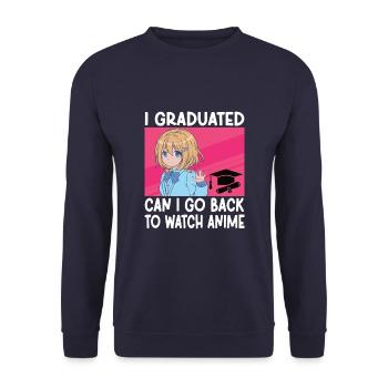 I Graduated Can I Go Back to Watch Anime Funny Boy - Unisex Sweatshirt - navy - Front - Alina (178cm) & Michal (187cm)