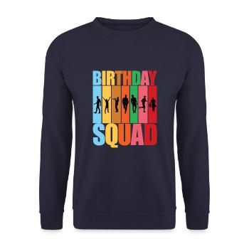 Birthday Squad - Celebrate with Your Boys Crew Squ - Unisex Sweatshirt - navy - Front - Alina (178cm) & Michal (187cm)