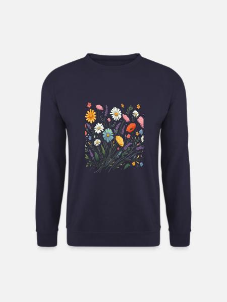 Botanische Glückseligkeit Wildblumenstrauß Naturliebhaber - Unisex Pullover - Navy