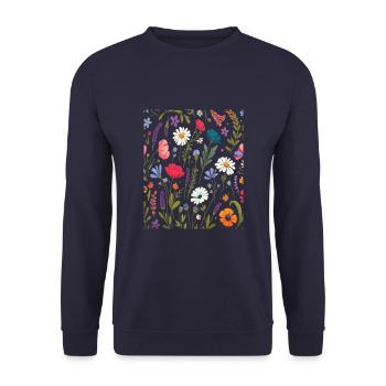Botanical Bliss Wildflower Bouquet Nature Lover - Unisex Sweatshirt - navy - Front - Alina (178cm) & Michal (187cm)