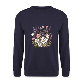 Botanical Bliss Wildflower Bouquet Nature Lover - Unisex Sweatshirt - navy - Front - Alina (178cm) & Michal (187cm)