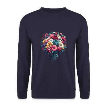Botanical Bliss Wildflower Bouquet Nature Lover - Unisex Sweatshirt - navy - Front - Alina (178cm) & Michal (187cm)