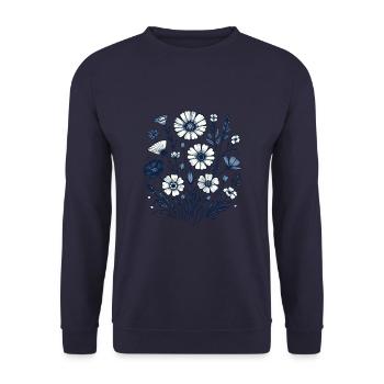 Botanical Bliss Wildflower Bouquet Nature Lover - Unisex Sweatshirt - navy - Front - Alina (178cm) & Michal (187cm)