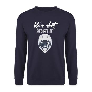 life s short MTB STUNT IT BMX - Sweat-shirt Unisexe - marine - Devant - Alina (178cm) & Michal (187cm)