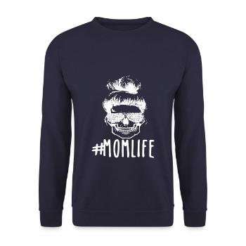 #Momlife - Bun Hairstyle und Sonnenbrille - Unisex Pullover - Navy - Vorne - Alina (178cm) & Michal (187cm)
