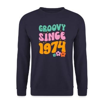 Groovy Hippie depuis 1974 - Sweat-shirt Unisexe - marine - Devant - Alina (178cm) & Michal (187cm)