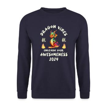Dragon Vibes - unleash your awesomeness 2024 - Unisex Pullover - Navy - Vorne - Alina (178cm) & Michal (187cm)