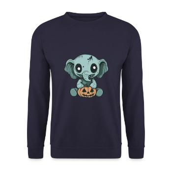 Elefant Halloween Lustig Zombie - Unisex Pullover - Navy - Vorne - Alina (178cm) & Michal (187cm)