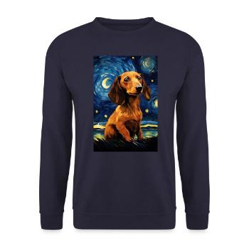 Dackel - Unisex Pullover - Navy - Vorne - Alina (178cm) & Michal (187cm)
