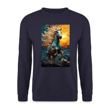Pferd - Unisex Pullover - Navy - Vorne - Alina (178cm) & Michal (187cm)