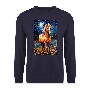 Pferd - Unisex Pullover - Navy - Vorne - Alina (178cm) & Michal (187cm)