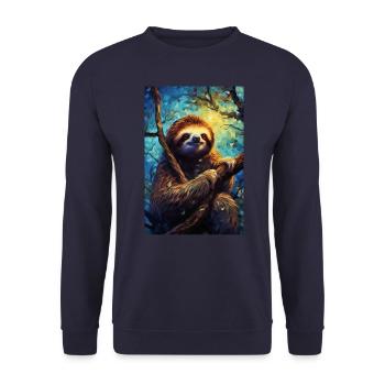 Sloth - Unisex Sweatshirt - navy - Front - Alina (178cm) & Michal (187cm)