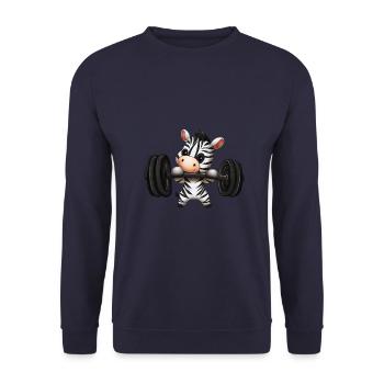 Fitness Zebra avec haltères, motivant - Sweat-shirt Unisexe - marine - Devant - Alina (178cm) & Michal (187cm)