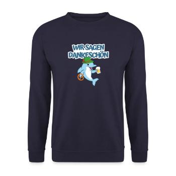 Wir sagen Dankeschön Oktober - Unisex Pullover - Navy - Vorne - Alina (178cm) & Michal (187cm)