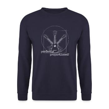 Perfectly Proportioned! Vitruvian Soprano Ukulele - Unisex Pullover - Navy - Vorne - Alina (178cm) & Michal (187cm)