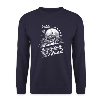 Idée cadeau moto américaine fierté - Sweat-shirt Unisexe - marine - Devant - Alina (178cm) & Michal (187cm)