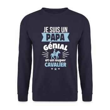 Papa génial & cavalier – idée fête des pères - Sweat-shirt Unisexe - marine - Devant - Alina (178cm) & Michal (187cm)