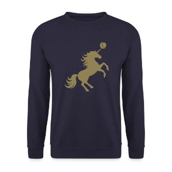 Einhorn Tennis Spieler Tennisball Silhouette - Unisex Pullover - Navy - Vorne - Alina (178cm) & Michal (187cm)