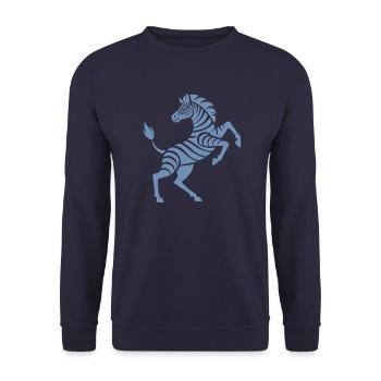 Zebra Hufe hoch Kunststück Silhouette - Unisex Pullover - Navy - Vorne - Alina (178cm) & Michal (187cm)