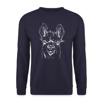 Dessin au trait lama alpaga - Sweat-shirt Unisexe - marine - Devant - Alina (178cm) & Michal (187cm)
