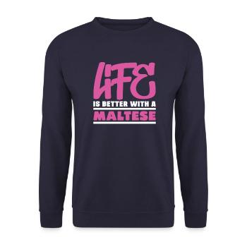 La vie est meilleure avec un maltais - Sweat-shirt Unisexe - marine - Devant - Alina (178cm) & Michal (187cm)