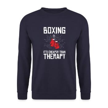 Boxe Bon marché Comme thérapie De boxe Entraînement - Sweat-shirt Unisexe - marine - Devant - Alina (178cm) & Michal (187cm)