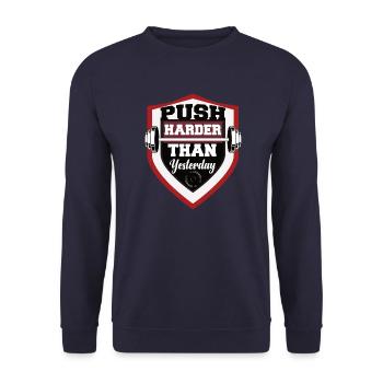 Fitness Muskel Kniebeugen Kreuzheben Athlet Sport - Unisex Pullover - Navy - Vorne - Alina (178cm) & Michal (187cm)