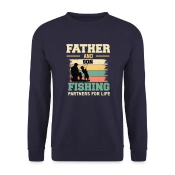 Pêche père fils rétro vintage cadeau de fête des pères - Sweat-shirt Unisexe - marine - Devant - Alina (178cm) & Michal (187cm)