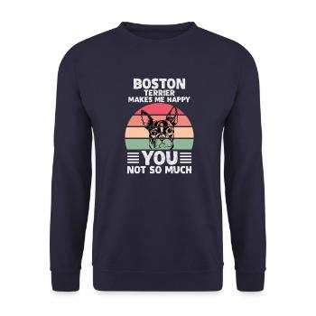 Boston Terrier, Boston Terrier Tierfreunde, Boston - Unisex Pullover - Navy - Vorne - Alina (178cm) & Michal (187cm)
