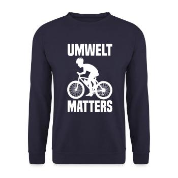 Umwelt Matters Klimawandel - Unisex Pullover - Navy - Vorne - Alina (178cm) & Michal (187cm)