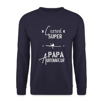 Super papa Avironneur - Sweat-shirt Unisexe - marine - Devant - Alina (178cm) & Michal (187cm)
