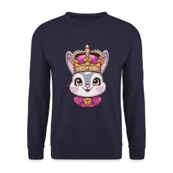 Süßer Hase mit Krone - Unisex Pullover - Navy - Vorne - Alina (178cm) & Michal (187cm)