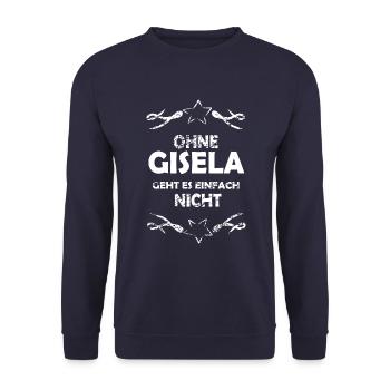 Ohne Gisela unmöglich - Unisex Pullover - Navy - Vorne - Alina (178cm) & Michal (187cm)