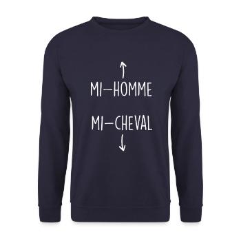 mi-homme mi-cheval - Sweat-shirt Unisexe - marine - Devant - Alina (178cm) & Michal (187cm)