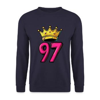 97 Nombre Couronne - Sweat-shirt Unisexe - marine - Devant - Alina (178cm) & Michal (187cm)