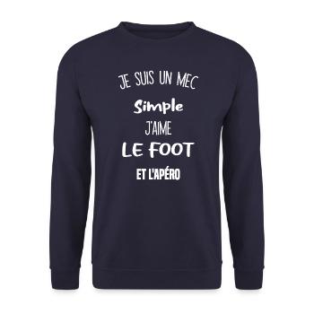T-Shirt "Le foot et l'apéro, la vie d'un mec - Sweat-shirt Unisexe - marine - Devant - Alina (178cm) & Michal (187cm)