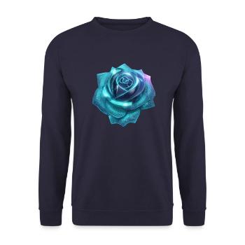 Rose, cyan, Metall,,metallisch, high tech - Unisex Pullover - Navy - Vorne - Alina (178cm) & Michal (187cm)