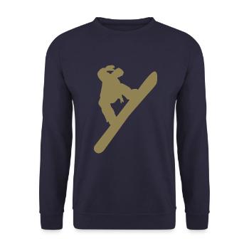 Minimalistischer Snowboarder Wintersport - Unisex Pullover - Navy - Vorne - Alina (178cm) & Michal (187cm)