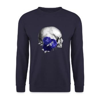 Nuit fleurs gothique goth crâne mort crâne punk - Sweat-shirt Unisexe - marine - Devant - Alina (178cm) & Michal (187cm)