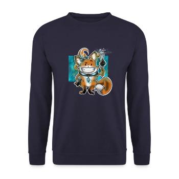 Prost Mahlzeit mit Fuchs - Unisex Pullover - Navy - Vorne - Alina (178cm) & Michal (187cm)